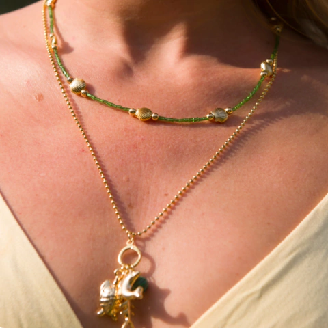 Colar Duplo Cristais Mar