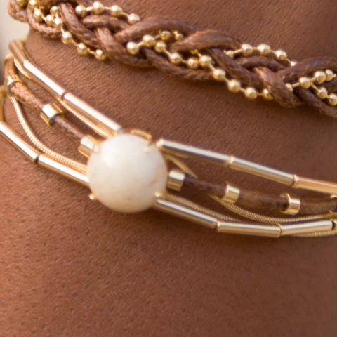 Pulseira Pedra Couro