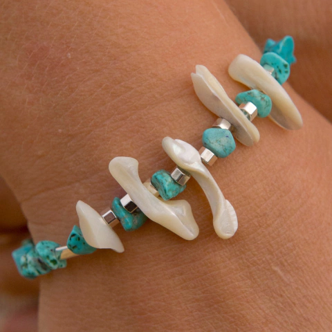 Pulseira Cascalho Turquesa Mar