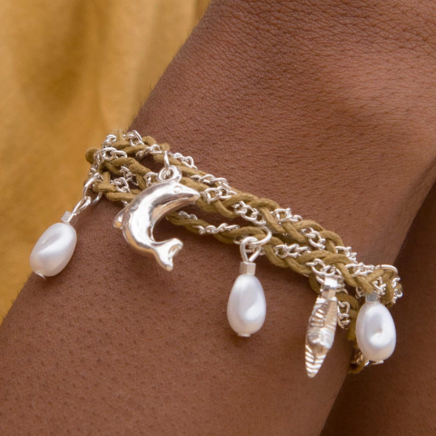 Pulseira Tripla Couro Mar