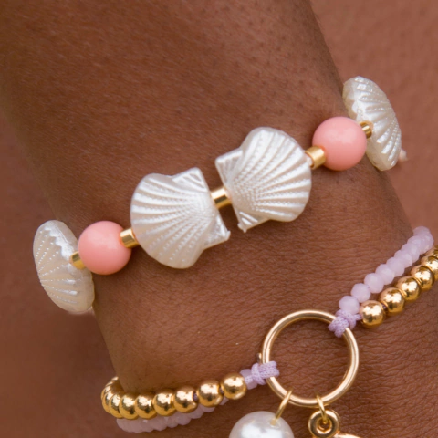 Pulseira Conchas Salmão
