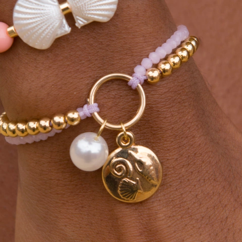 Pulseira Cristais LIlás Pingente