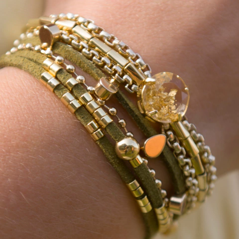 Pulseira Couro Gotinhas