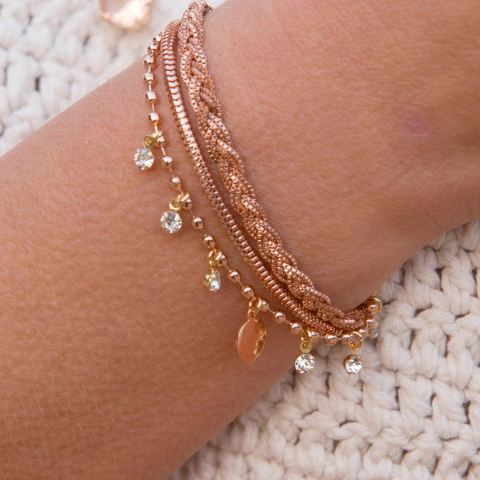 Pulseira Tripla Correntes Rosê