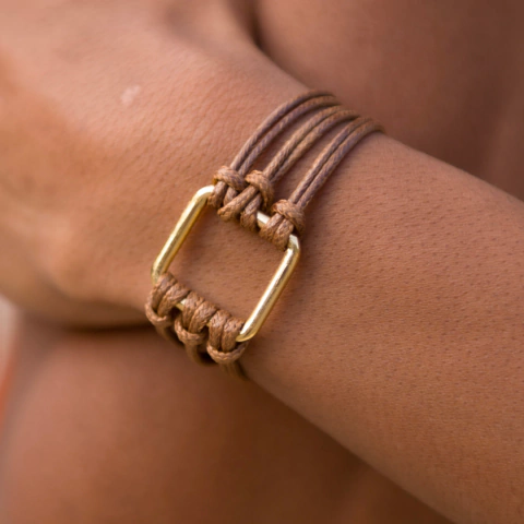 Pulseira Quadrado Couro