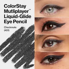Delineador de ojos Revlon Colorstay Liquid-Glide tono Checkmate 401 como queda