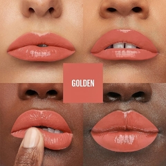 Labial Líquido Maybelline SuperStay Vinyl Ink Tono Golden como queda
