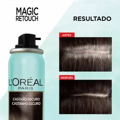 Spray Magic Retouch L'Oréal Paris tono castaño oscuro como queda