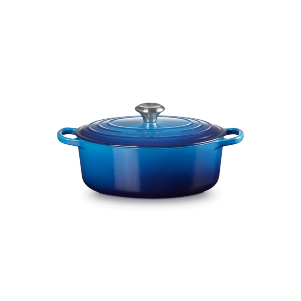 Cocotte oval de hierro fundido azul azure