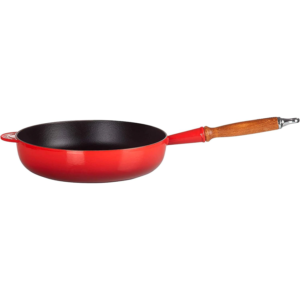 Sartén alta con mango de madera de hierro fundido cereza