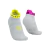 Meia Compressão Compressport Run Low V4.0 - Branca / Amarelo / Rosa