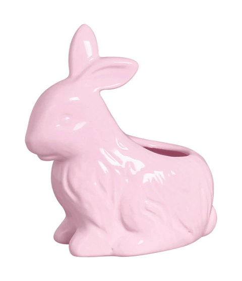 CACHEPOT COELHO CERAMICA ROSA ALGODAO DOCE MEDIO