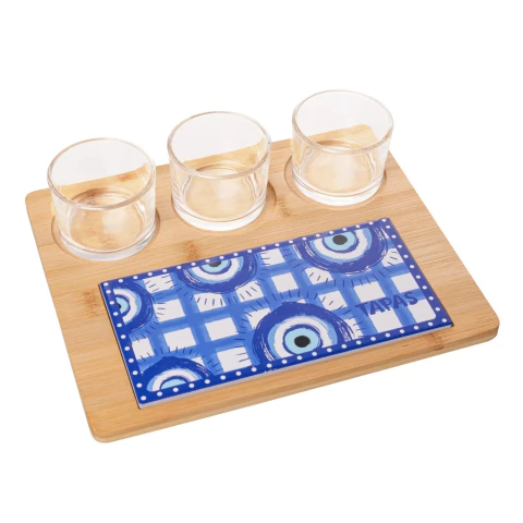 JG PETISQUEIRA C/05 C/ TABUA OLHO GREGO 26 X 21,5 X 6CM BAMBU (90043190