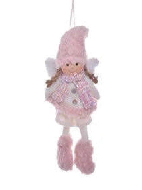 ENFEITE NATAL PENDURAR QUERUBIM ROSA 25CM (9012003)