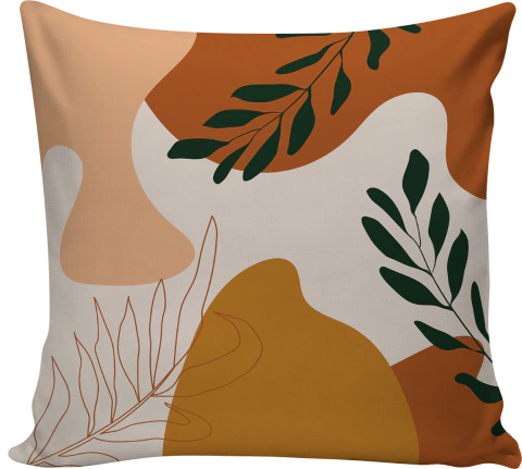 CAPA ALMOFADA FOLHAS BOHO BEGE 40X40 CM