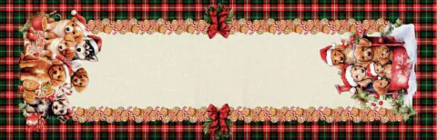 CAMINHO DE MESA NATAL XADREZ CACHORROS 46X143CM (9504001) (9504001)