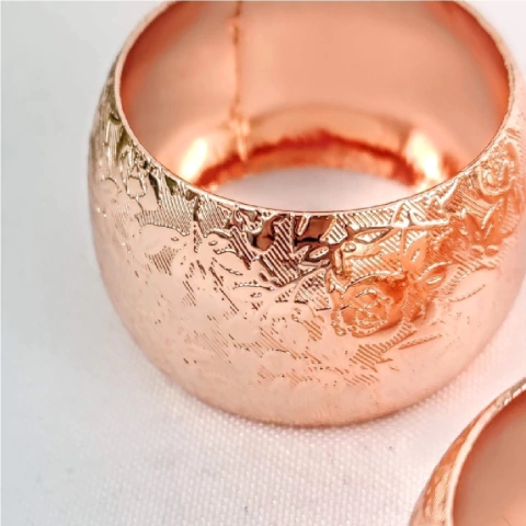 CJ 4 ANEIS P/GUARDANAPO DE ACO FLOWERS COBRE 4,5CM (9504004)