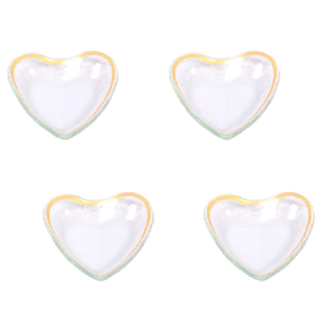 CJ TRAVESSA VIDRO C/04 MINI CORACAO DOURADO 8,5X8CM (9505010)