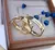 Par de alianças de ouro 18K cute love 3mm + anel solitário