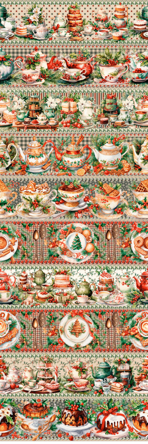 Barrado NATAL 2025 - MESA DE NATAL - 55cm X 1,50mts - Tecido Tricoline 100% Algodão - comprar online