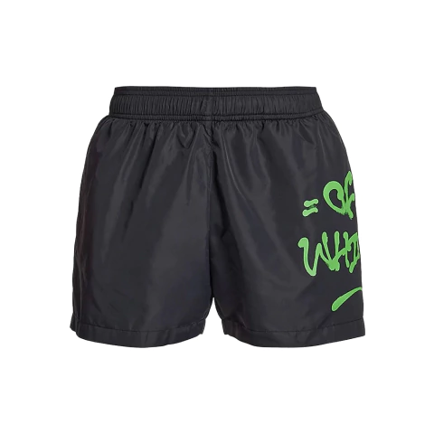 Off-White Graffiti Logo Swim Shorts Black/Green