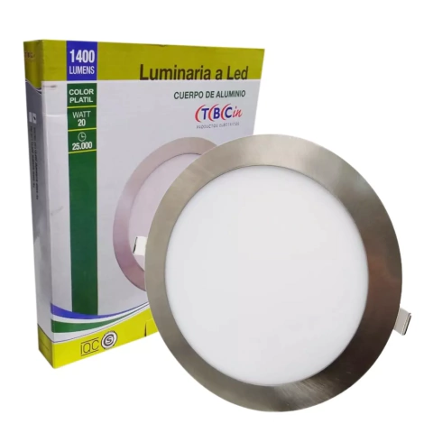 Panel Led Circular 20w Para Embutir Color Plateado