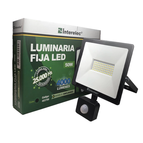 Reflector LED 50W con Sensor de Movimiento Interelec