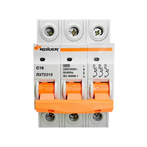 Interruptor Termomagnético Tripolar Roker Curva C – 16A a 63A – 4,5kA - comprar online
