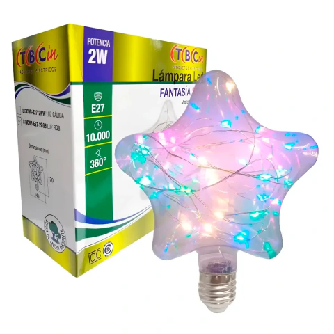 Lámpara Led Decorativa 2w Fantasía Rgb Star Tbcin