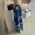 Calça pantalona coqueiro azul Quer Eu Pra Tu (M) - Brechó Quer Eu Pra Tu