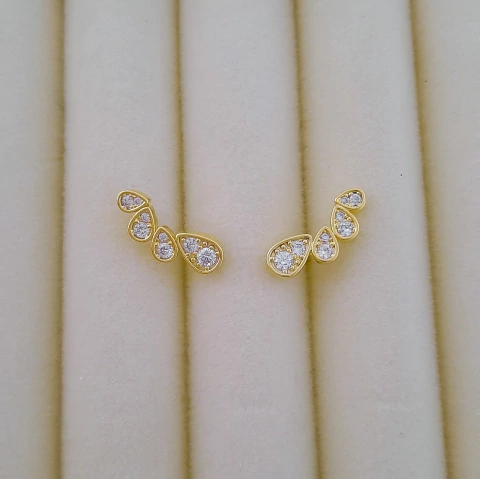 Brinco ear cuff gota zircônia