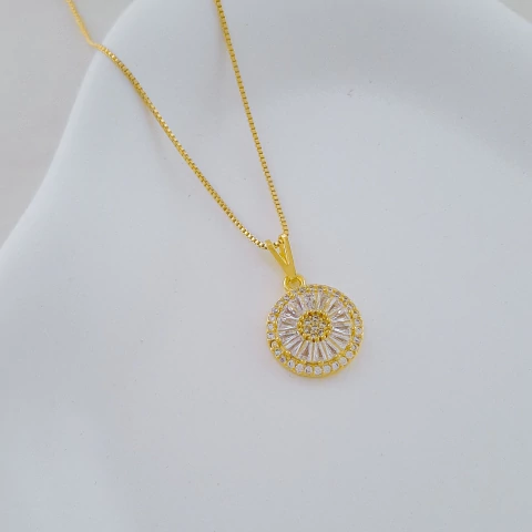 Colar pizza baguete zircônia - comprar online