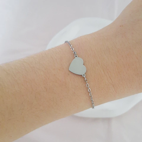 Pulseira coração chapa aço inox - comprar online