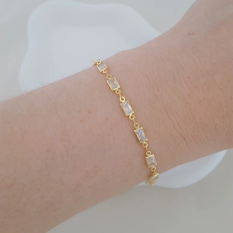Pulseira retangular zircônia