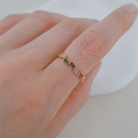 Anel regulável mini navete zircônia colors