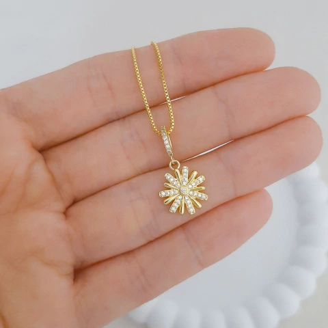 Colar raio de sol luxo cravejado - comprar online