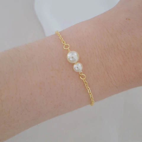 Pulseira pérola duas bolas