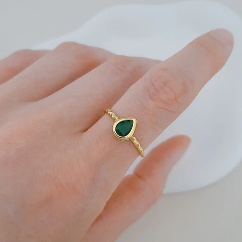 Anel regulável gota verde turmalina