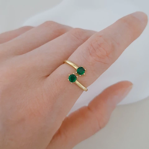 Anel regulável ponto de luz verde turmalina