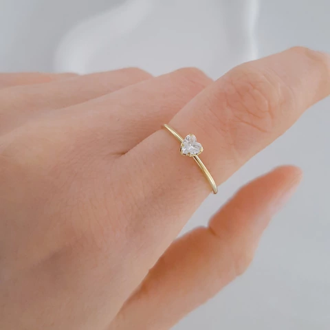 Anel regulável coração zircônia - comprar online