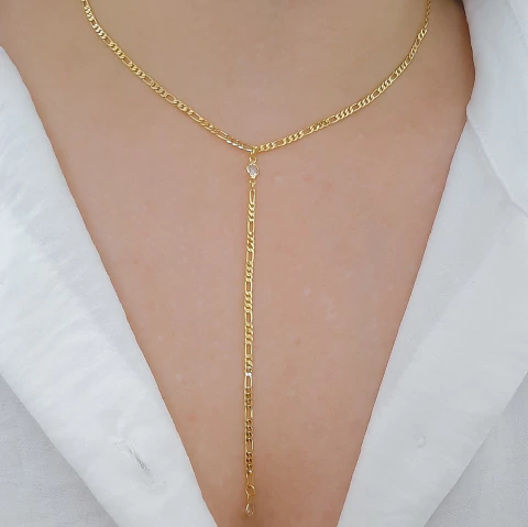 Colar gravatinha corrente fígaro com ponto de luz - comprar online