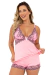 Pijama Baby Doll Feminino Sexy Short Doll Renda Bicolor Com Laço de Cetim Luxo Izabella
