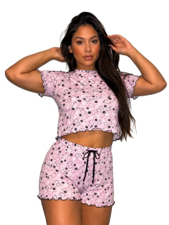 Conjunto Pijama Baby Doll Cropped Estampado
