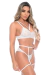 Conjunto Liga Sexy Strappy sem Bojo, com detalhe em renda e liga, exibido por modelo feminino em fundo branco.