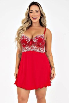 Camisola Com Bojo Sensual Microfibra Com Renda Bicolor Luxo Felícia