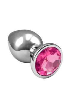 Plug Anal de Aço com Cristal Rendondo Plug Anal de Aço Inoxidável Cônico com Cristal Arredondado Sexy Import