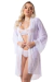 Robe Listrado Canelado Transparente Com Detalhes Em Renda Franciele