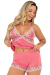 Pijama Baby Doll Feminino Sexy Short Doll Renda Bicolor Com Laço de Cetim Luxo Izabella