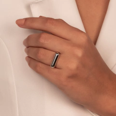 ANEL LISO TOPO QUADRADO BORDA ARREDONDADA RÓDIO BRANCO - comprar online