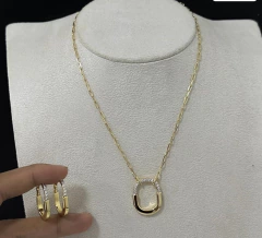 COLAR PRATA 925 OVALADA MEIA CRAVACAO/ INSPIRAÇÃO/ DOURADO - Kalanchoe Semijoias 